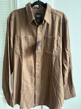 5.11 Tactical Solid Flannel Button-Down Shirt - Dark Earth (Brown)